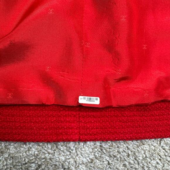 Vintage Chanel Red Tweed 3 Pocket Gold Button Blazer Jacket Size 8-10 - Picture 7 of 11
